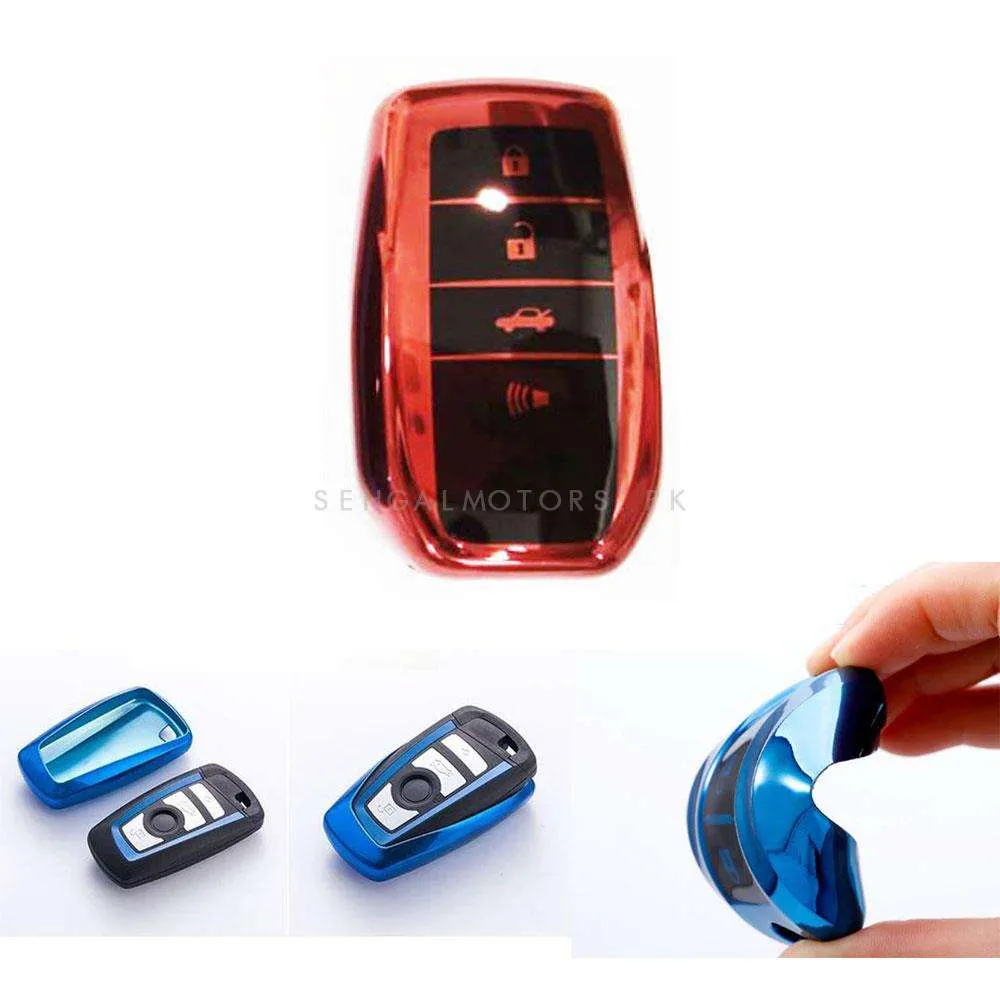 Toyota Fortuner TPU Plastic Protection Key Cover Red 4 Buttons - Full Cover Remote Case Keyless Protector Jacket