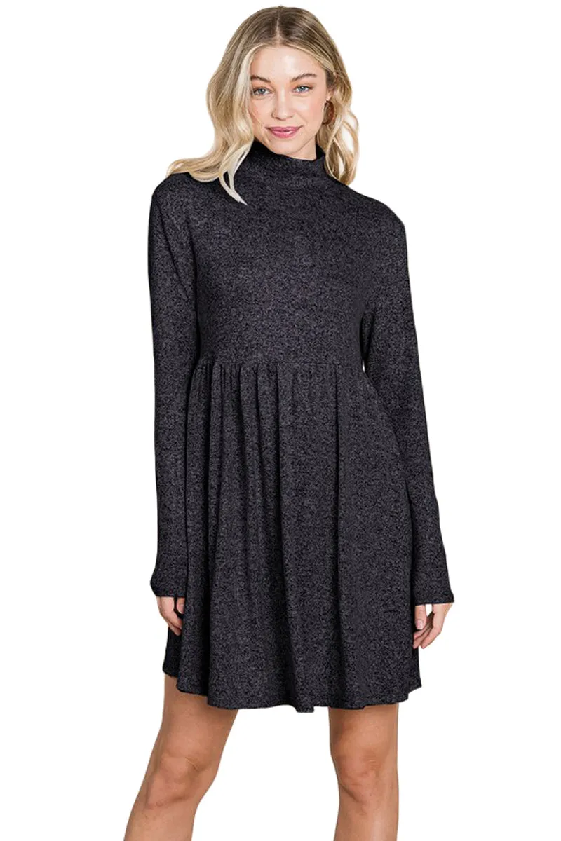 Turtle Neck Hacci Babydoll Dress