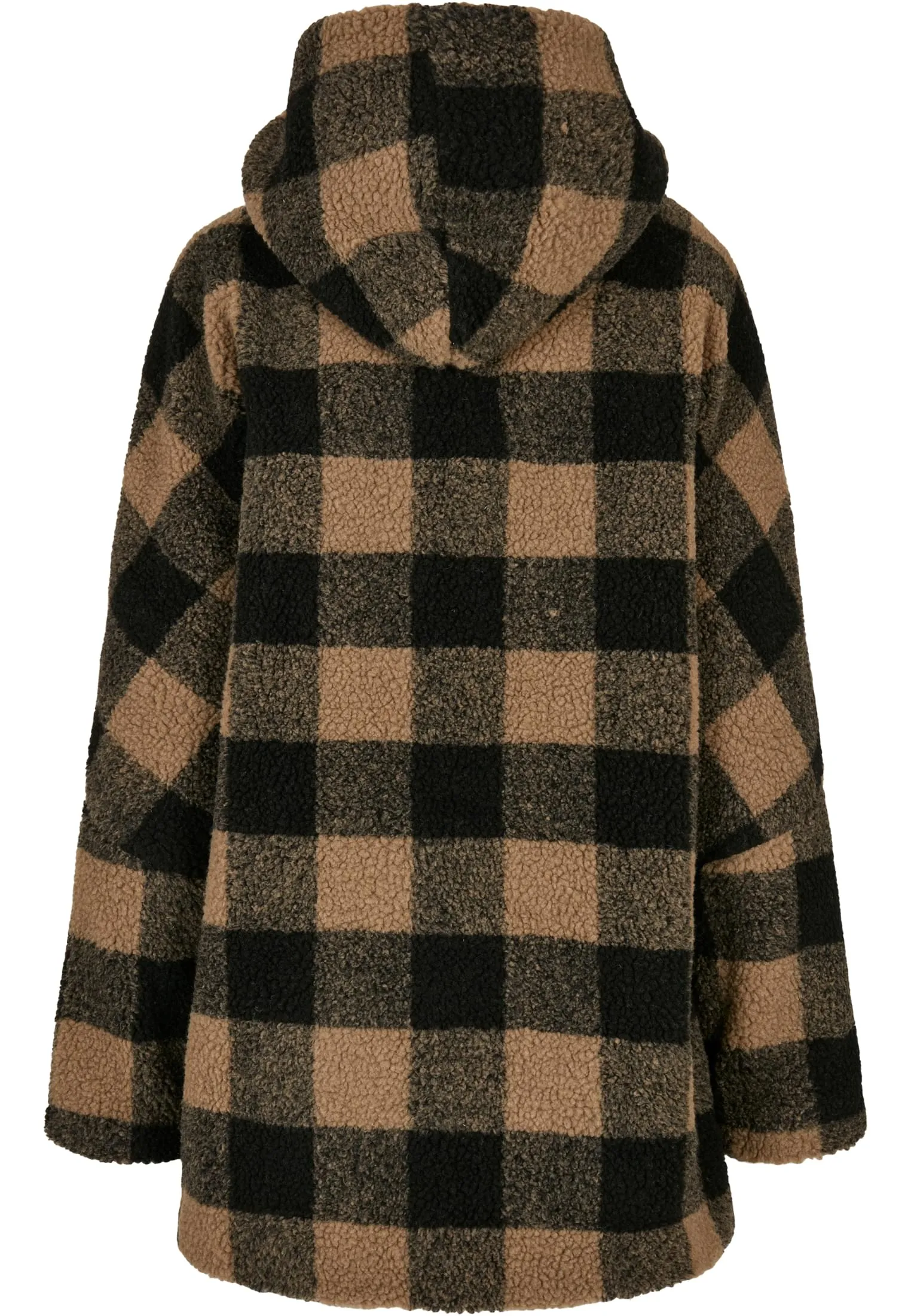 UC Hooded Oversized Check Sherpa Jacket