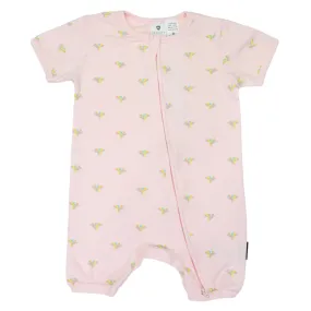 Unicorn Zip Short Sleeve Romper Light Pink