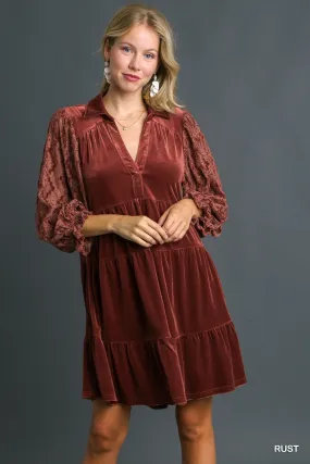 Velvet & Lace Babydoll Dress