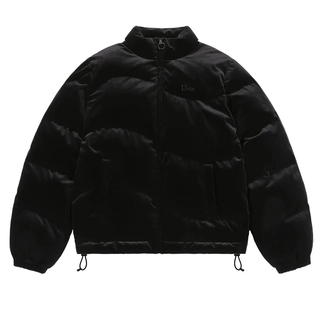 Velvet Quilted Puffer - Black