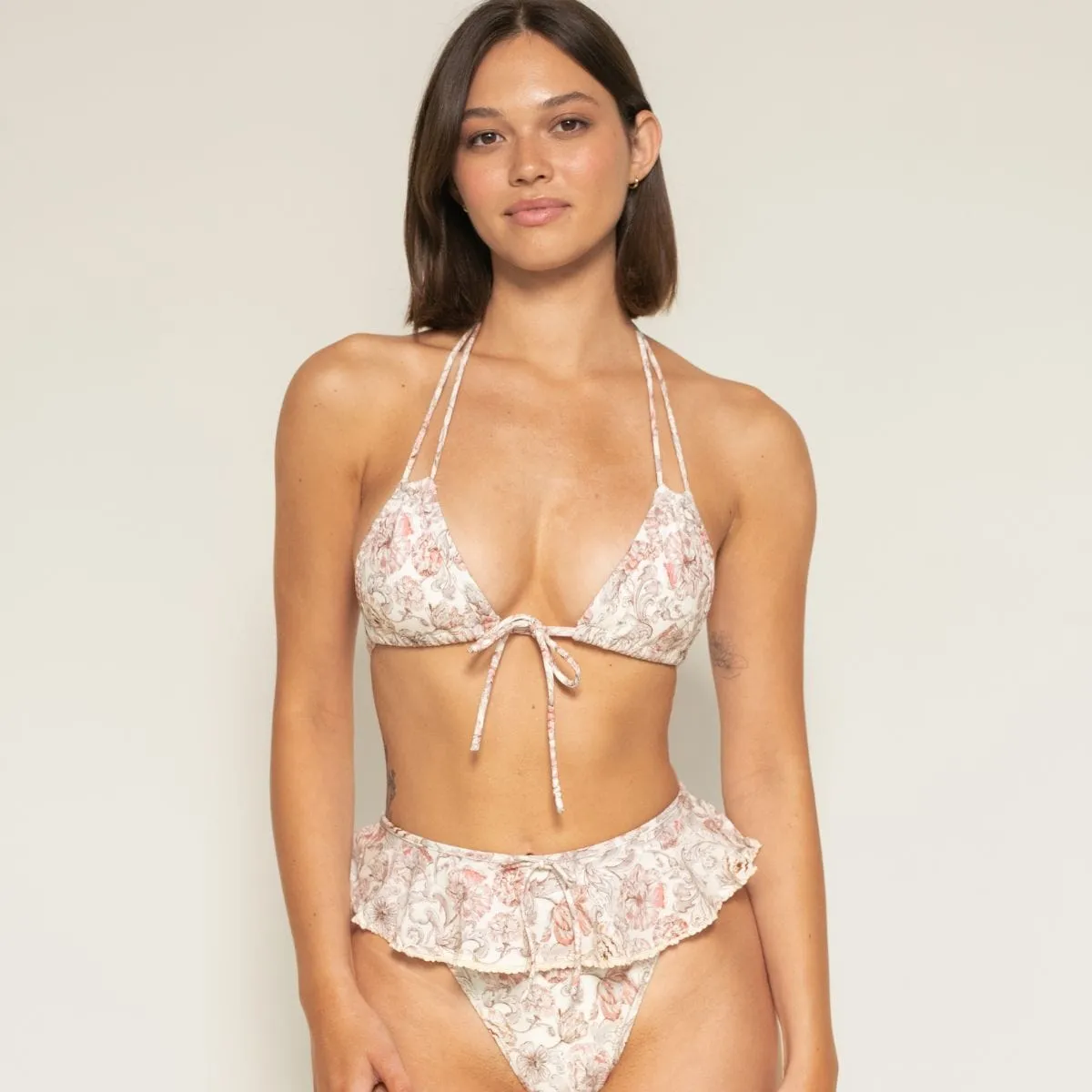 Venecia Floral Euro Bow Bikini Top