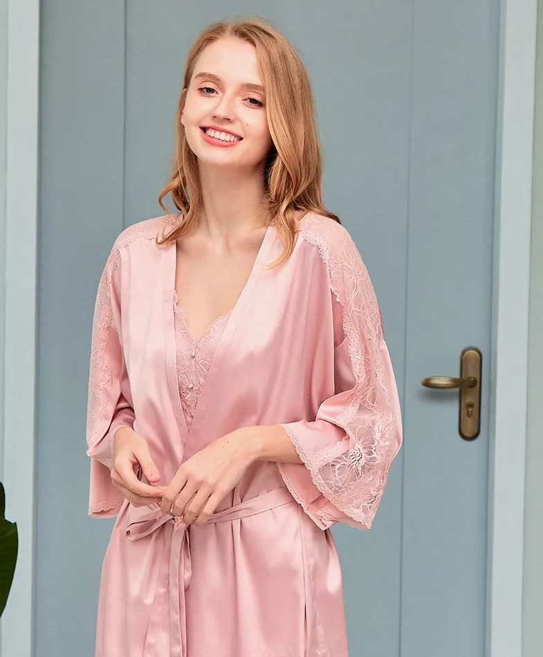 Victoria Laced Satin Kimono