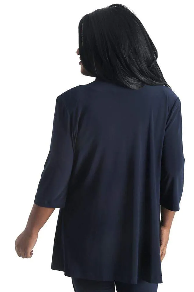 Vikki Vi Jersey Navy 3/4 Sleeve Kimono Jacket