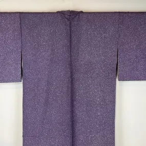 Vintage Japanese Silk Kimono Lilac Purple Speckled Pattern 58"L