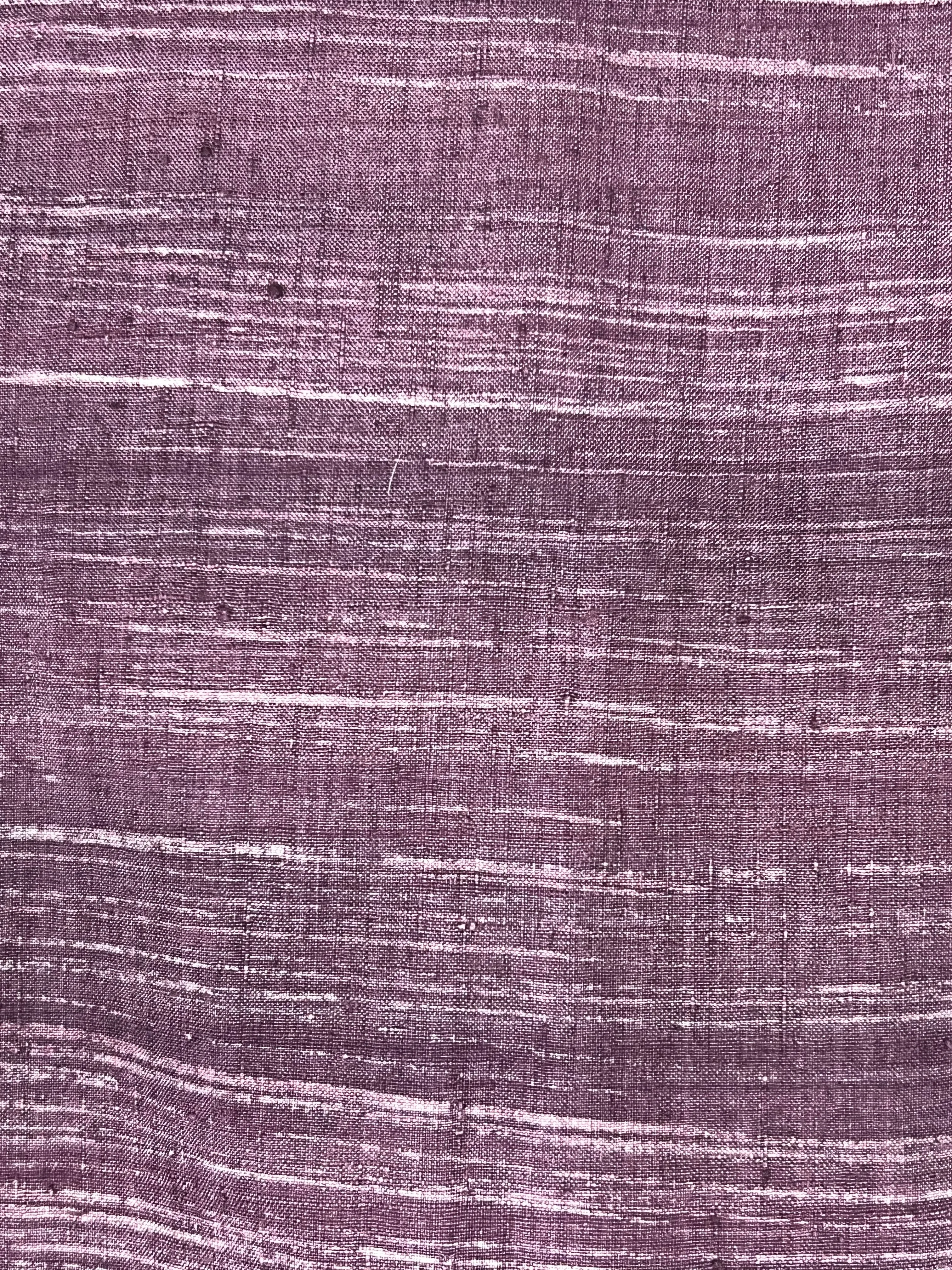 Vintage Japanese Silk Kimono Striated Plum Purple 63"L