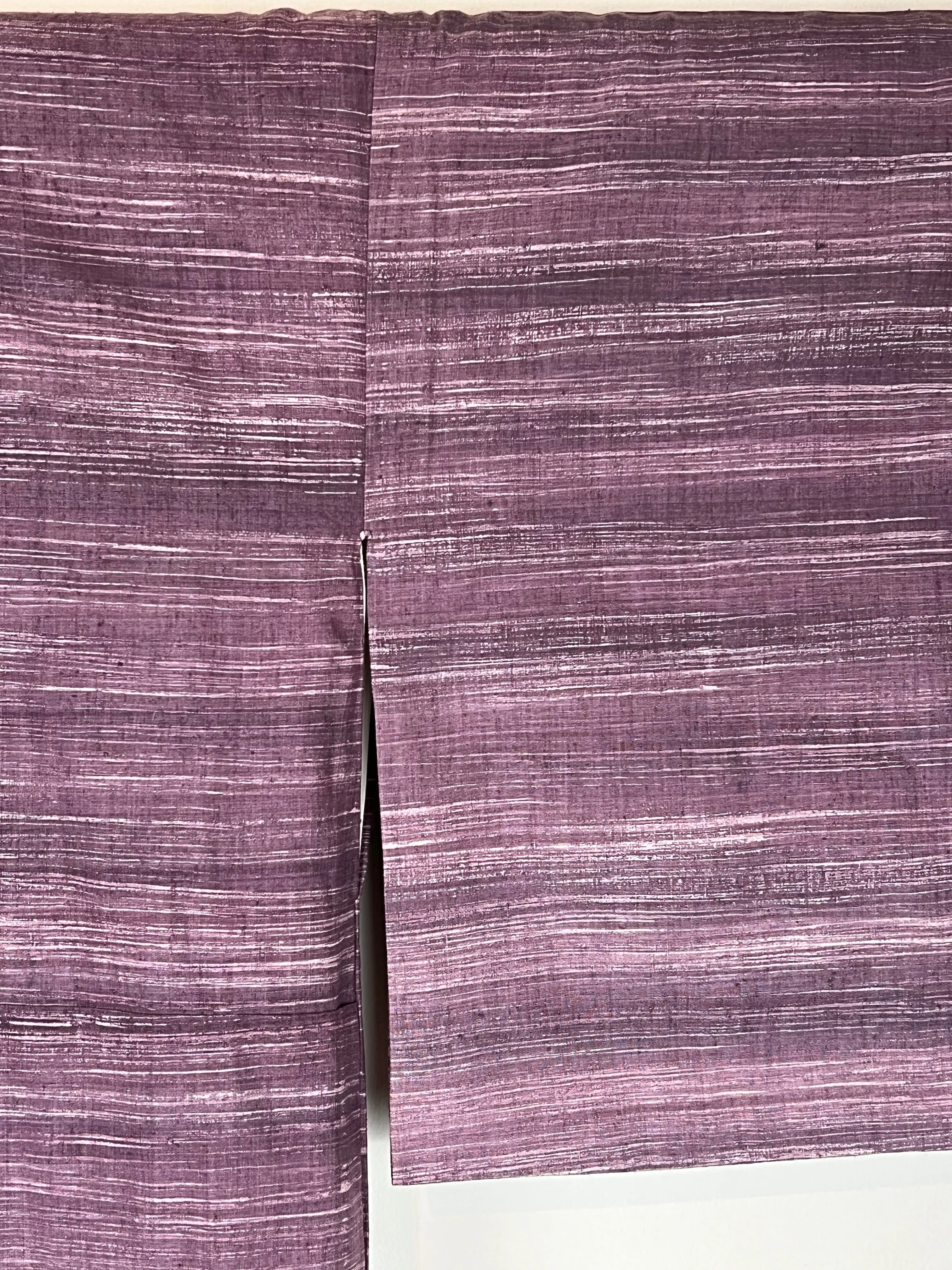 Vintage Japanese Silk Kimono Striated Plum Purple 63"L