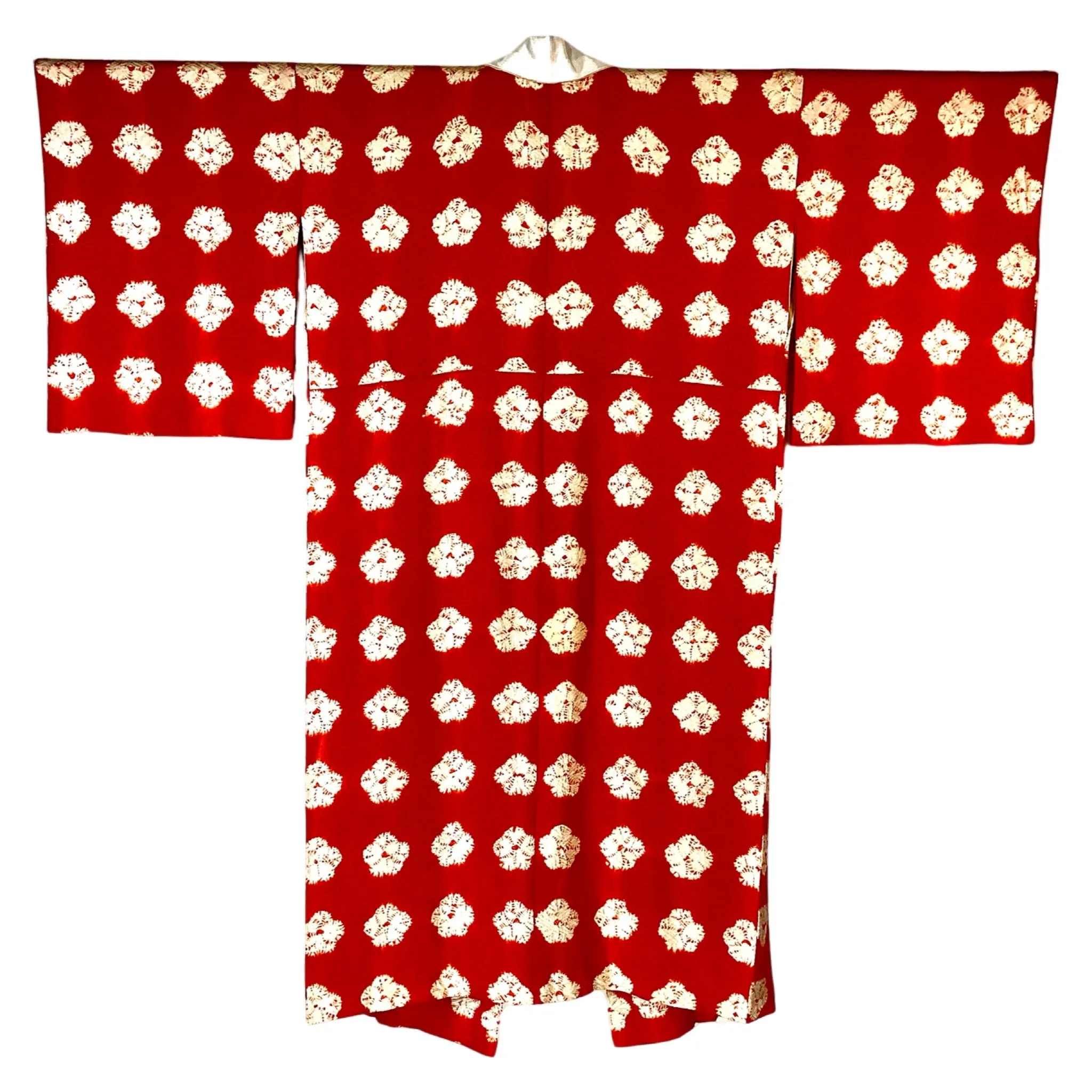 Vintage Juban Kimono Orange With White Flowers