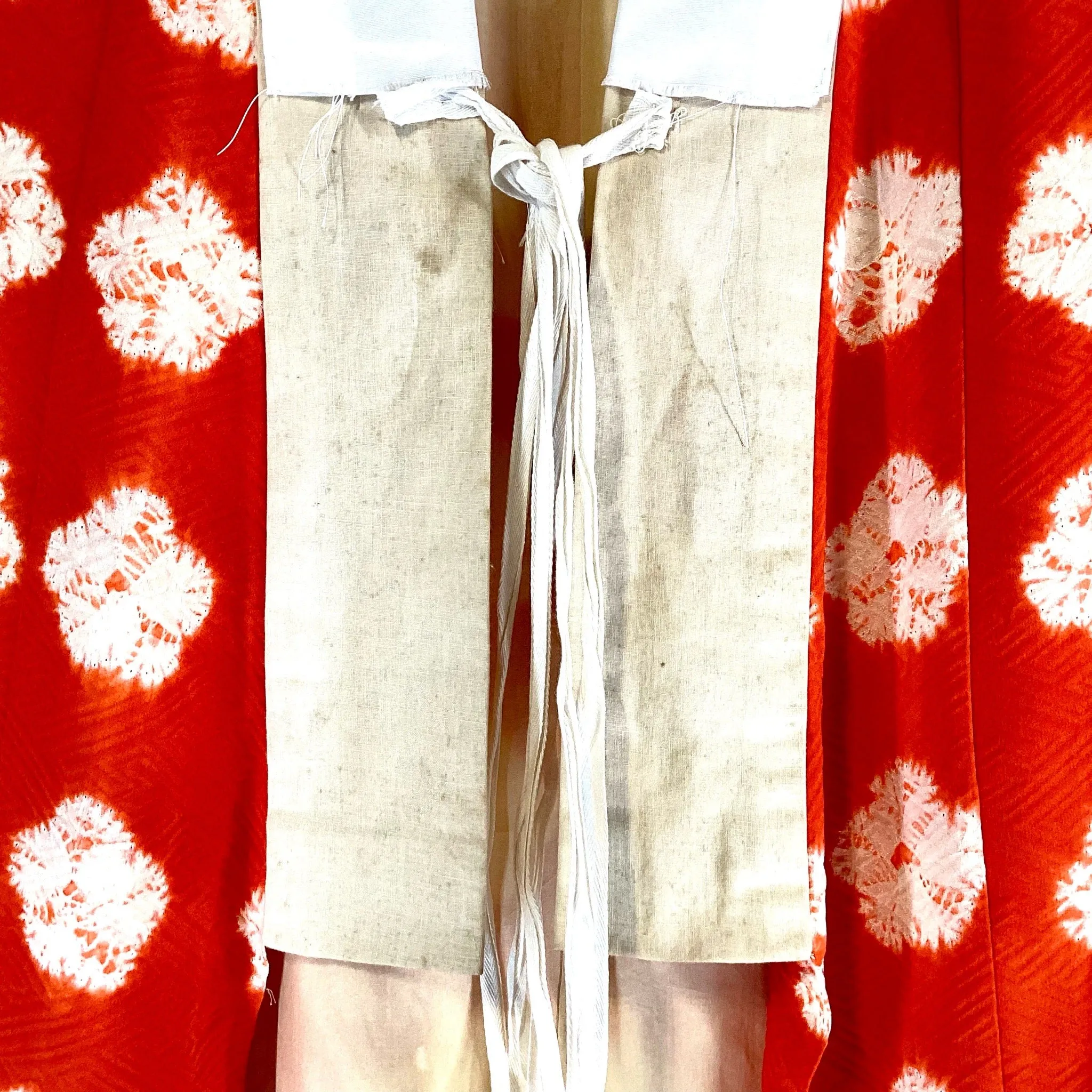 Vintage Juban Kimono Orange With White Flowers