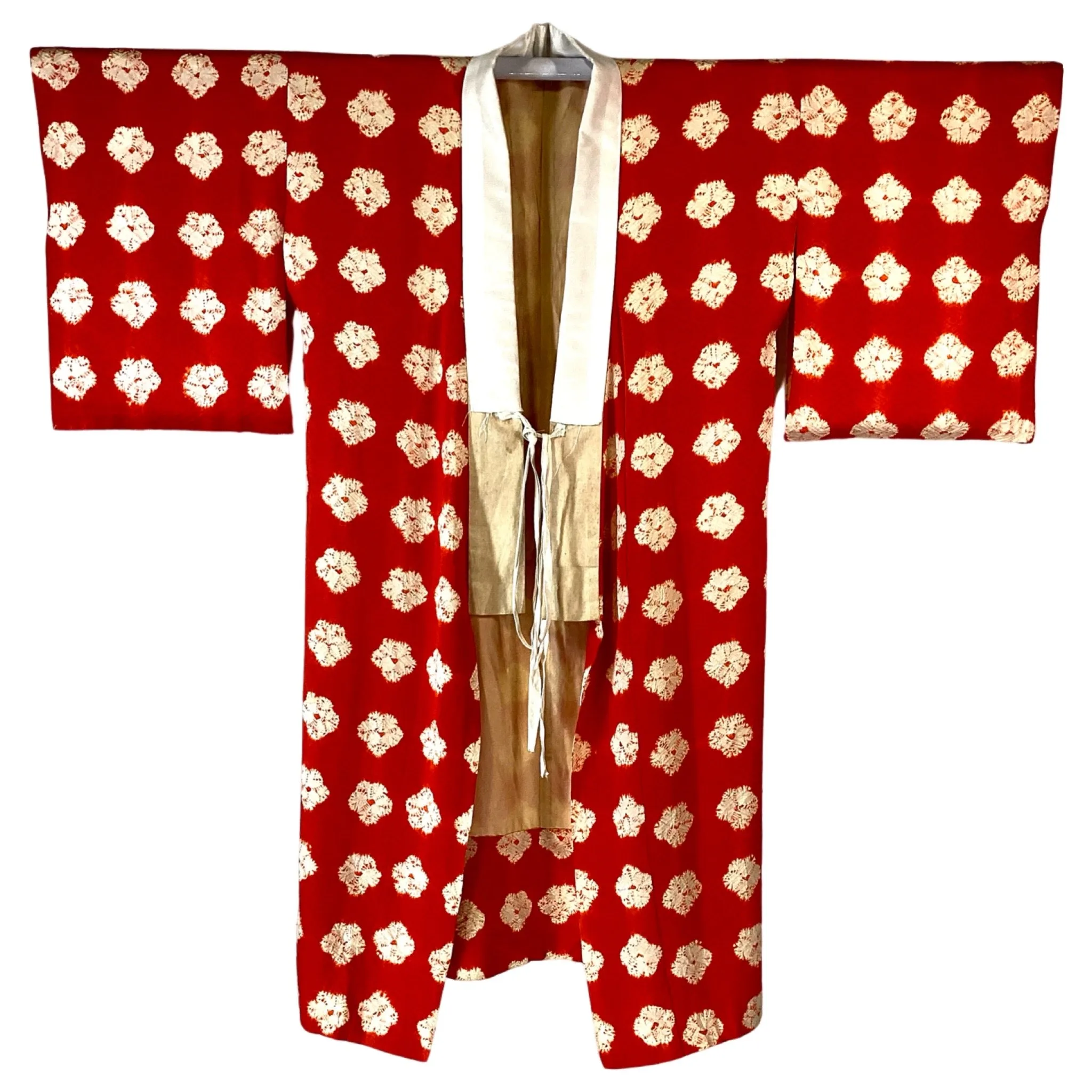 Vintage Juban Kimono Orange With White Flowers