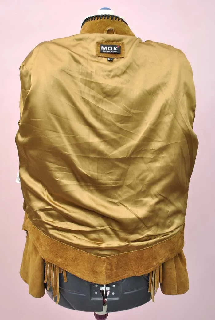 Vintage Western Beaded Fringed Suede Jacket