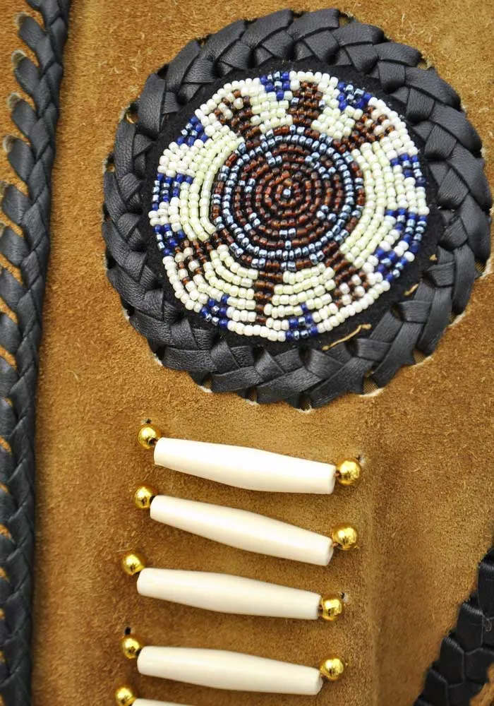 Vintage Western Beaded Fringed Suede Jacket