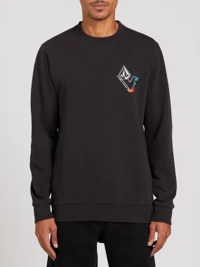 Volcom V-Line Washed Crew Fleece sweatshirt - Asphalt Black