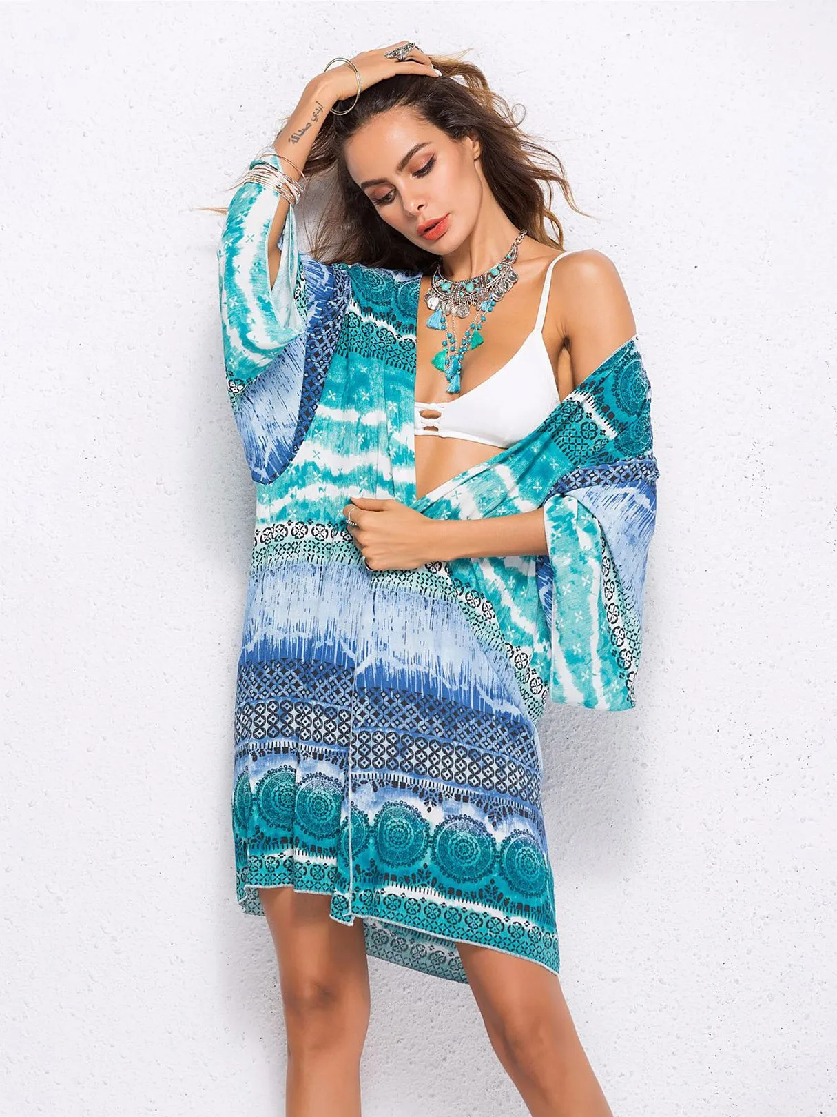 Wholesale 3/4 Length Sleeve Kimono