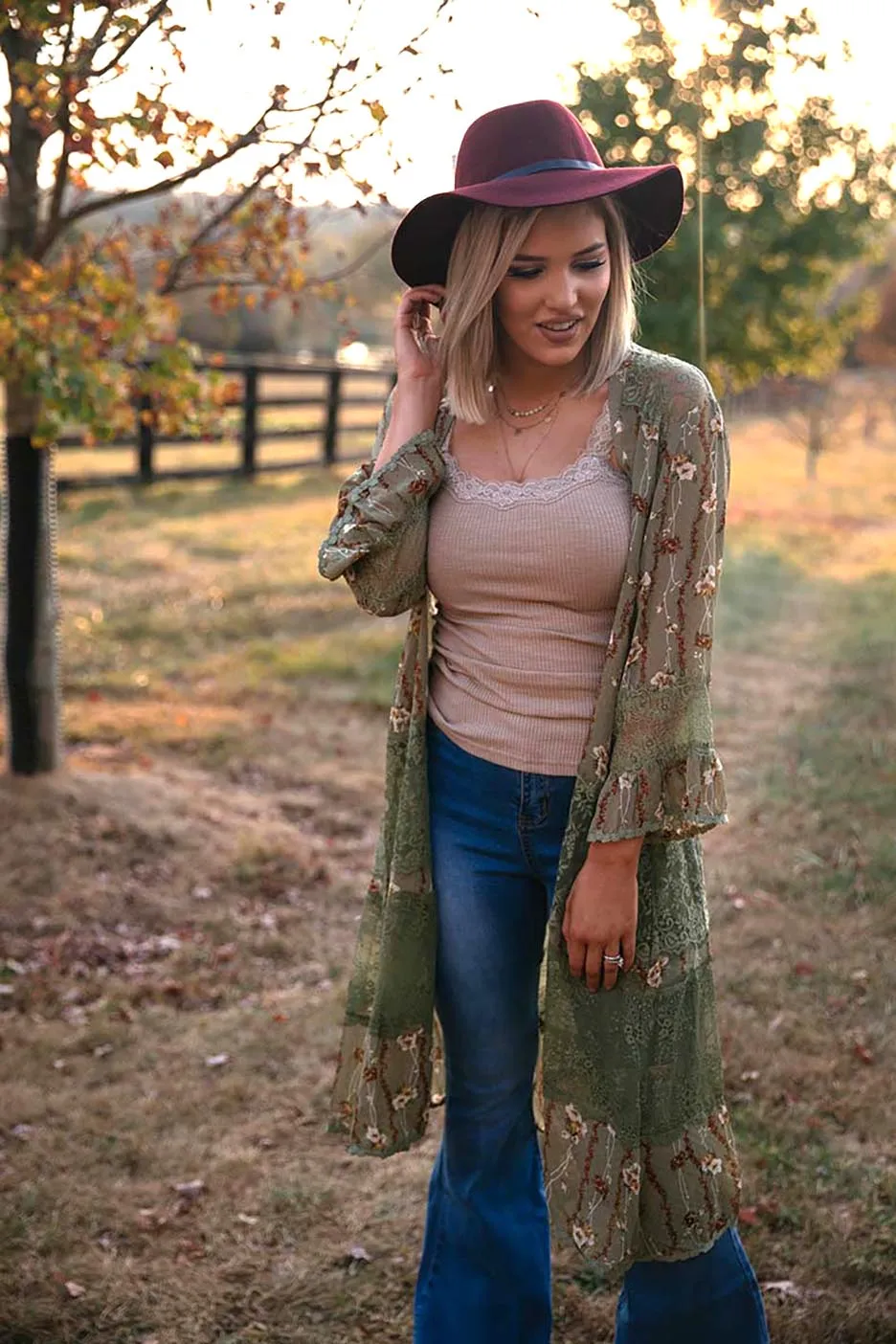 Wildflower Soul Floral Kimono with Lace Trim