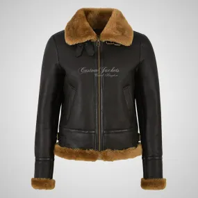 WINNIPEG Women's Shearling Jacket Sheepskin RAF Pilot Jacket Ginger Fur