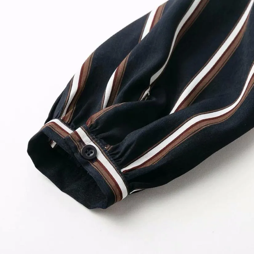 Women's Autumn Casual Striped V-Neck Mini Dress With Ruffles