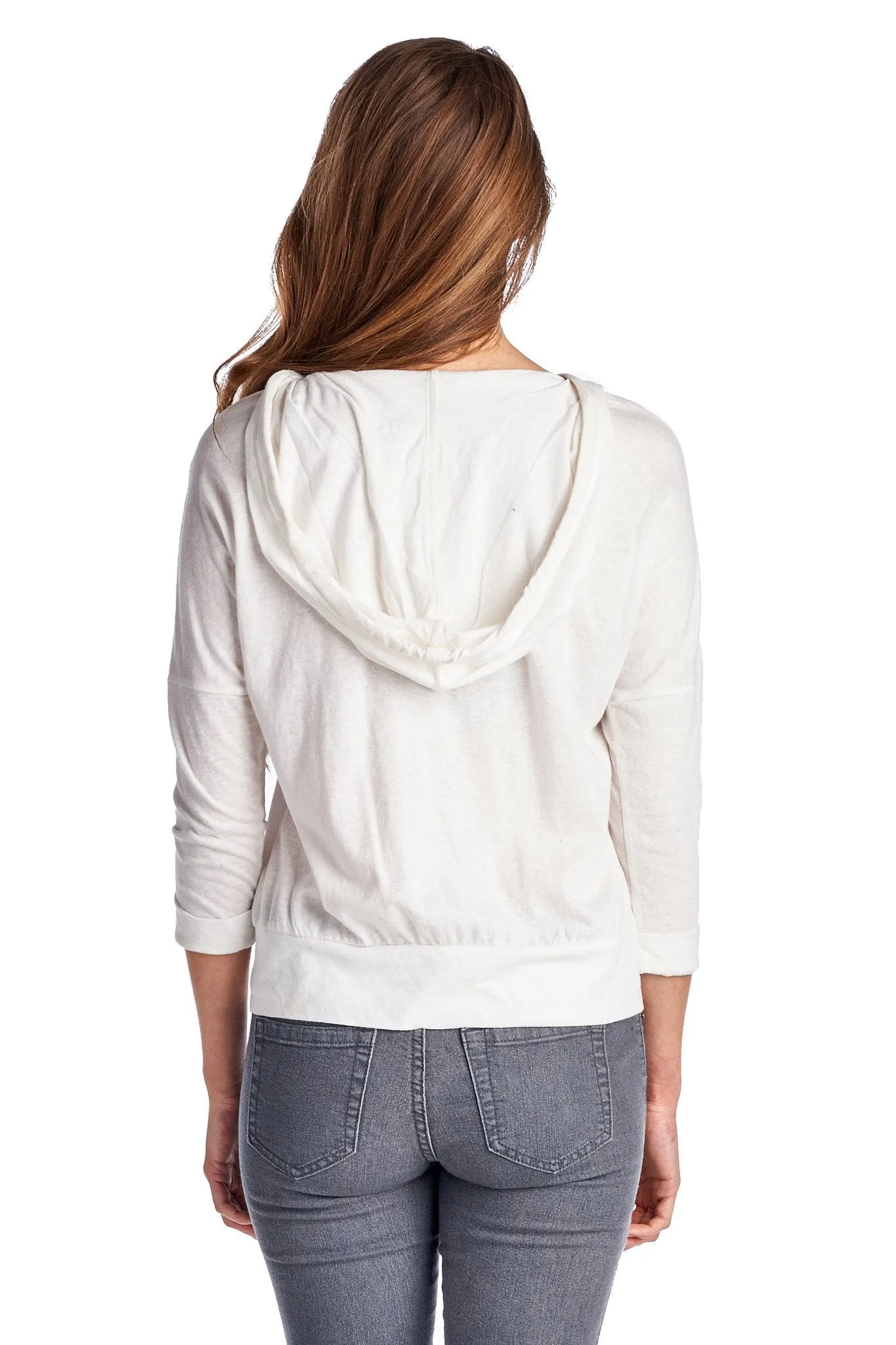 Women's Pullover Jersey Hoodie with Contrast Lace Pocket