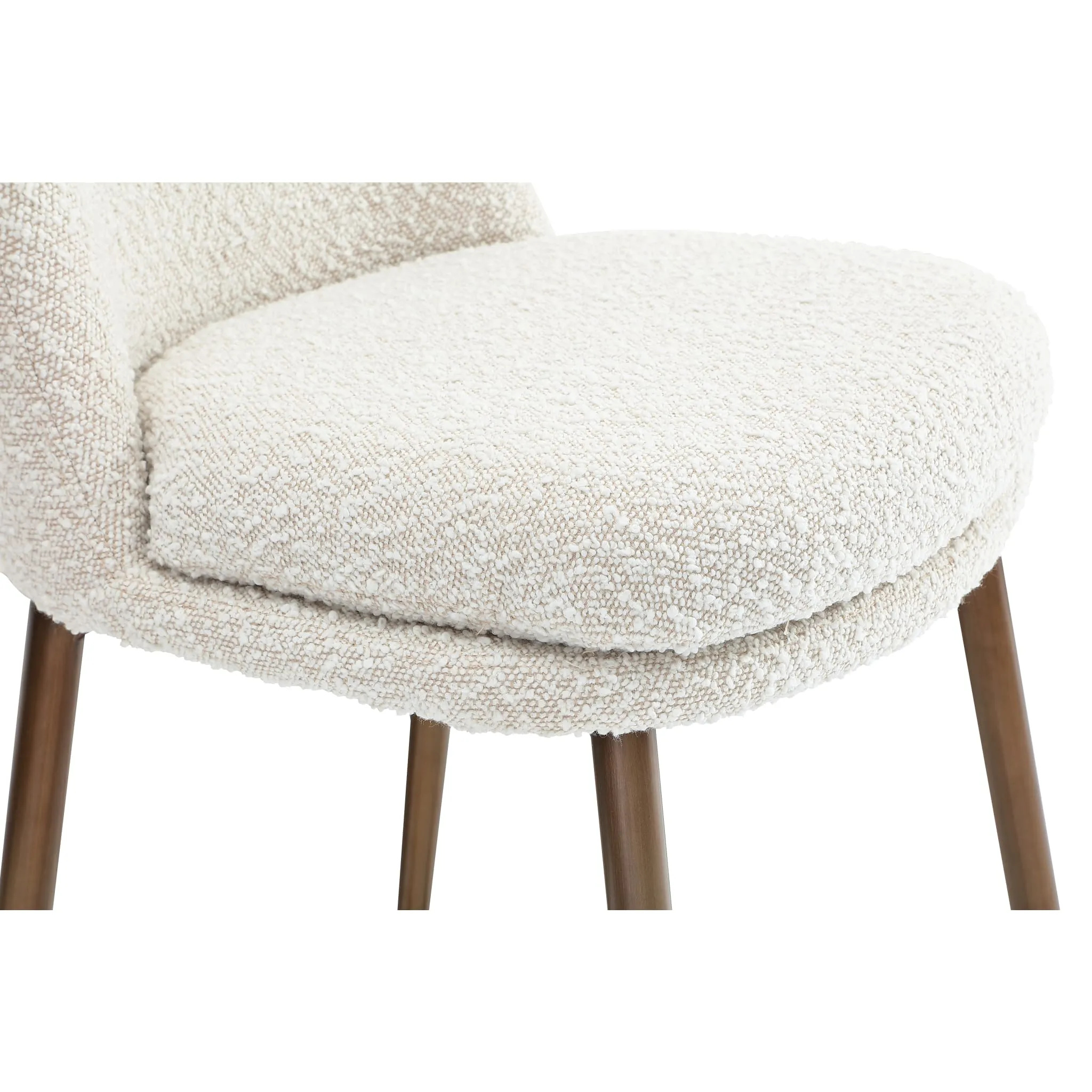 Wyatt Upholstered Counter Stool in Ricotta Boucle and Bronze Metal