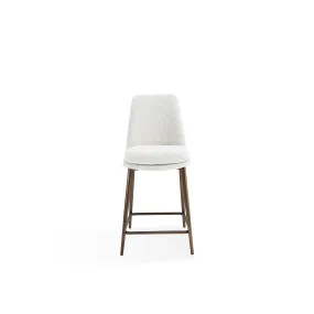 Wyatt Upholstered Counter Stool in Ricotta Boucle and Bronze Metal