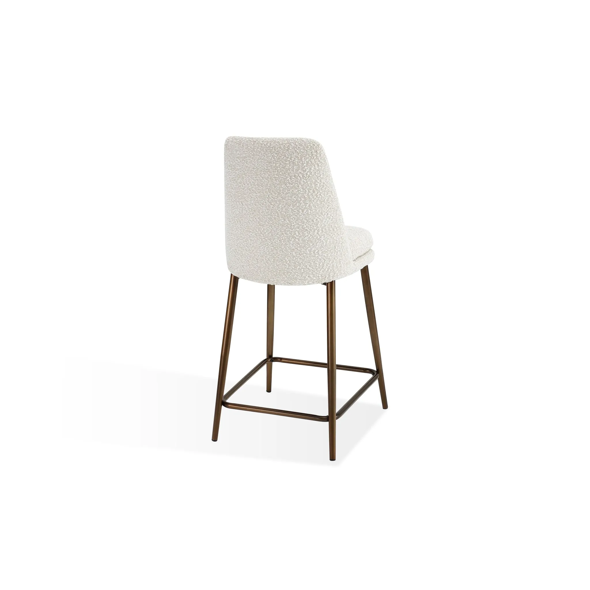 Wyatt Upholstered Counter Stool in Ricotta Boucle and Bronze Metal