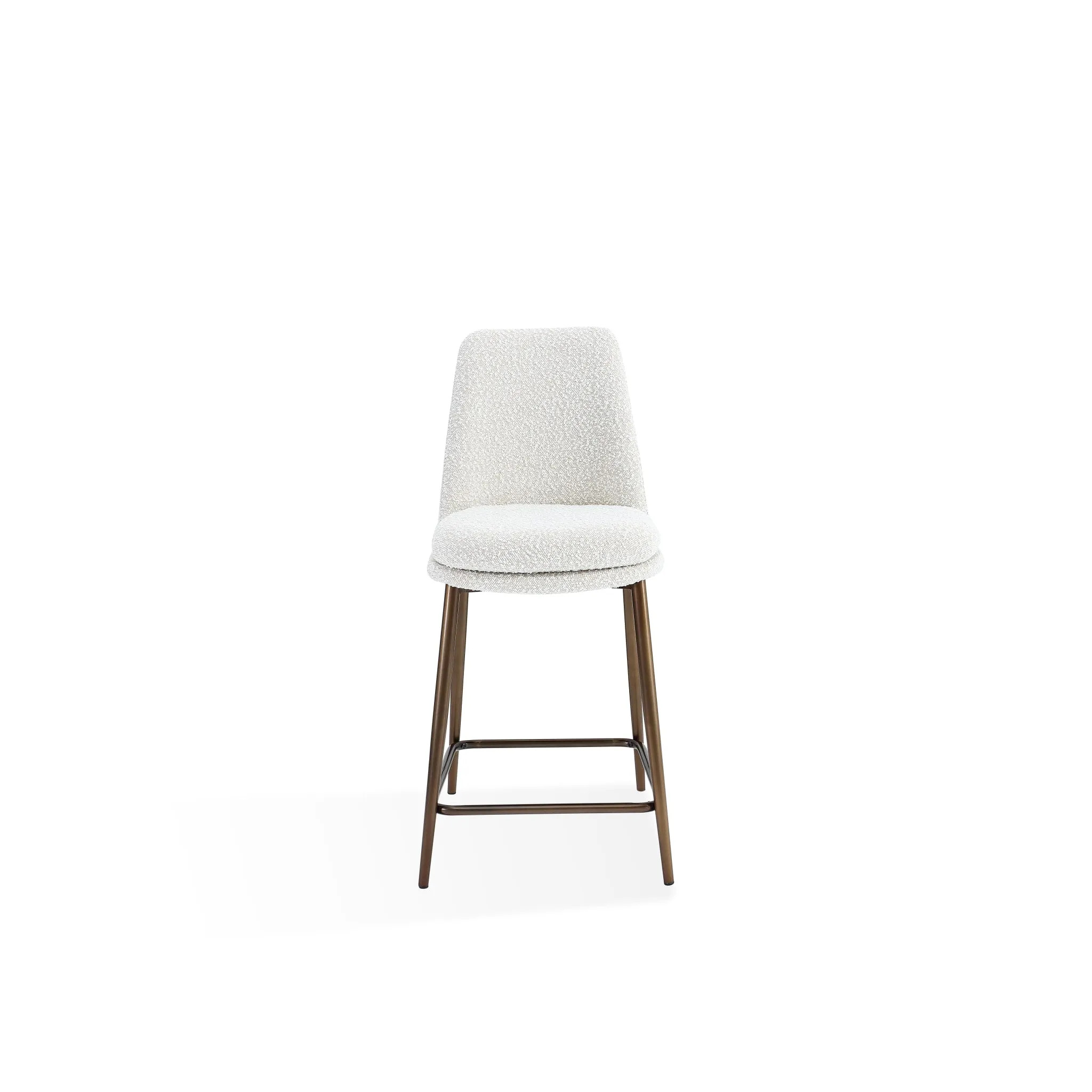 Wyatt Upholstered Counter Stool in Ricotta Boucle and Bronze Metal