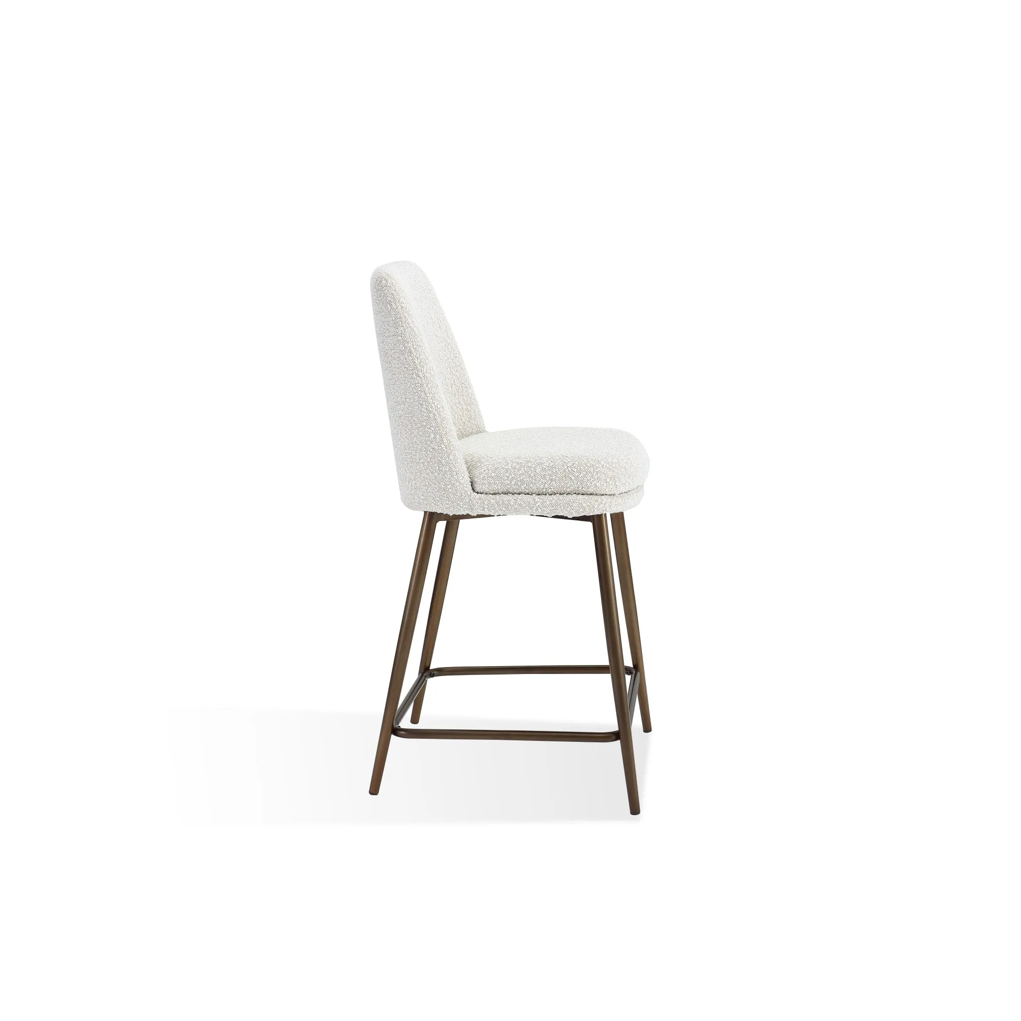 Wyatt Upholstered Counter Stool in Ricotta Boucle and Bronze Metal