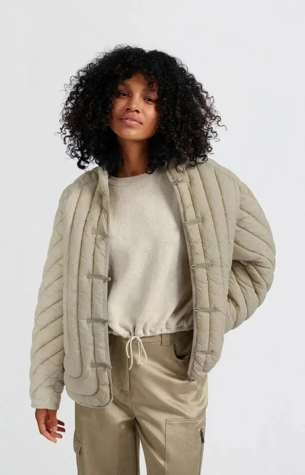 Yaya Padded Kimono Jacket Feather Grey