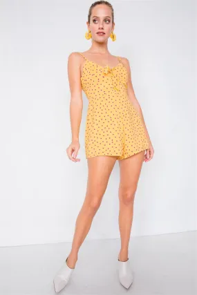 Yellow Purple Polkadot Vintage Center Bow Mini Romper