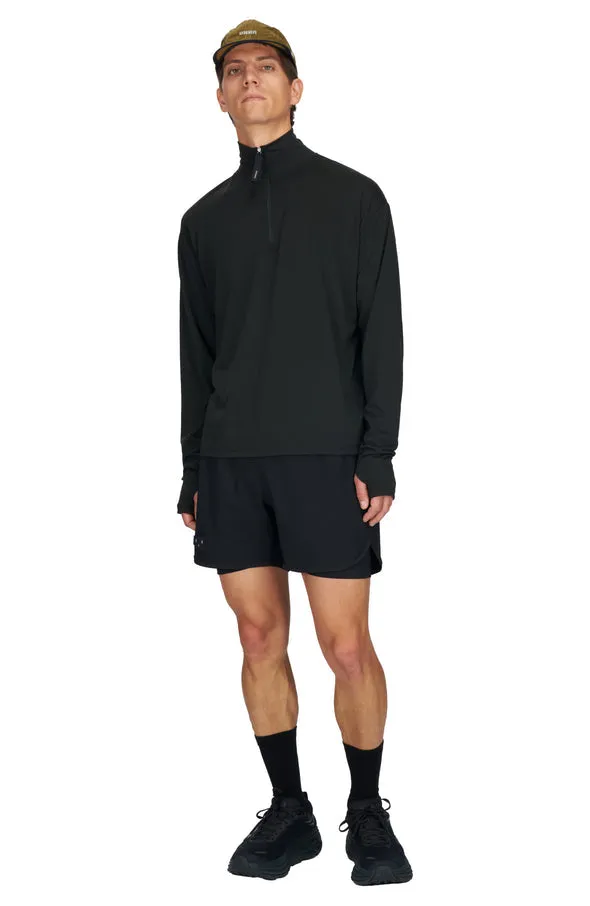 Zip-Up Wool Layer - Men's Long Sleeve Running Wool Layer in Black - UNNA