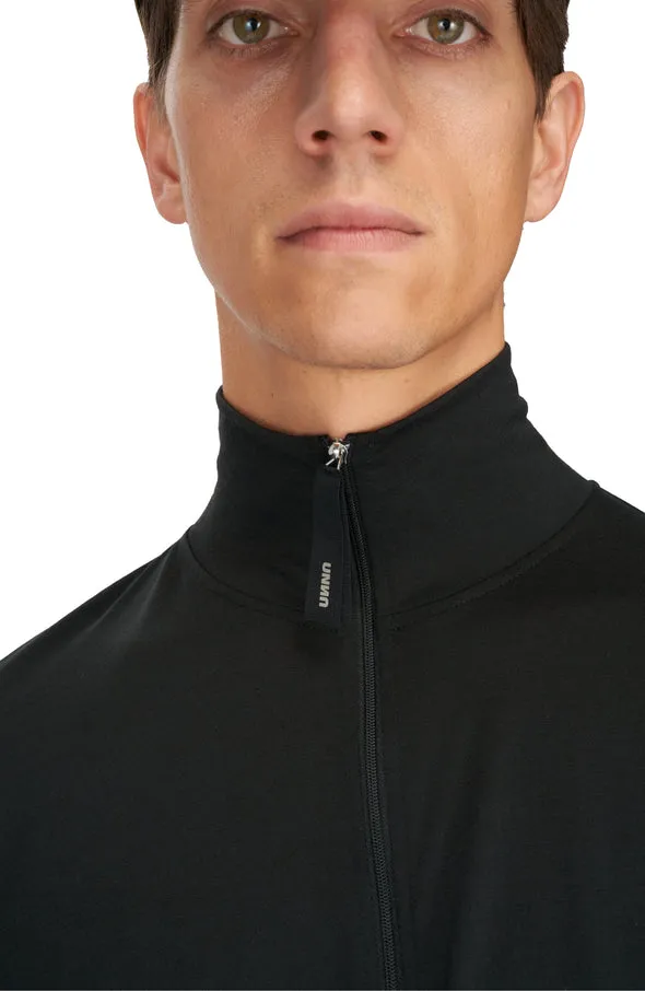 Zip-Up Wool Layer - Men's Long Sleeve Running Wool Layer in Black - UNNA