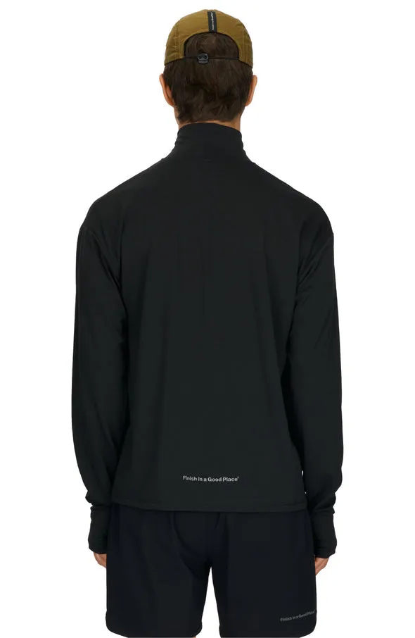 Zip-Up Wool Layer - Men's Long Sleeve Running Wool Layer in Black - UNNA