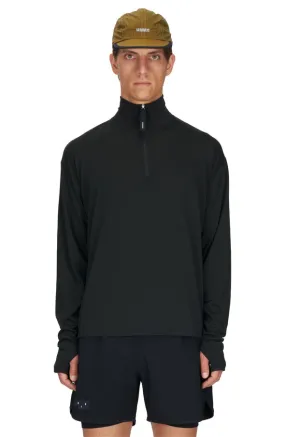 Zip-Up Wool Layer - Men's Long Sleeve Running Wool Layer in Black - UNNA