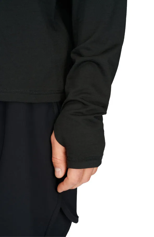 Zip-Up Wool Layer - Men's Long Sleeve Running Wool Layer in Black - UNNA